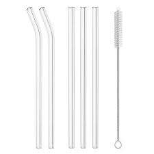 Glass straws, 4 pc with cleaning brush