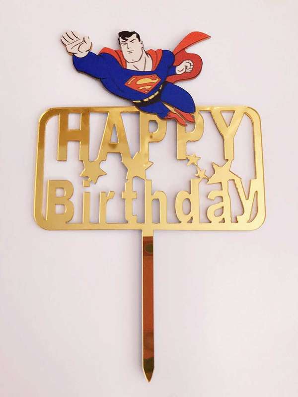 Nr281 Acrylic Cake Topper Happy Birthday Small Superman