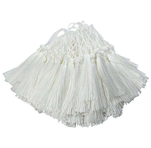 Bookmark Tassel 5pc White 13cm