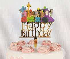 Nr354 Acrylic Cake Topper Happy Birthday Train