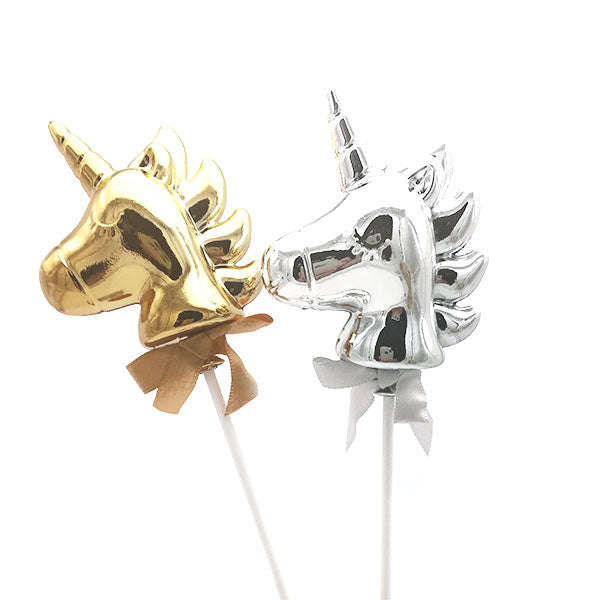 Plastic unicorn head cake topper, GOLD