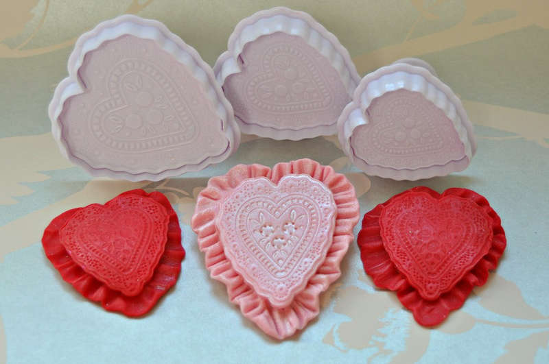 Veined heart Fondant plunger Cutter