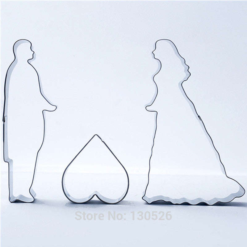 Wedding couple silhouette cookie cutter set