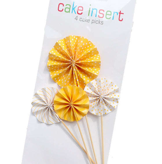 Paper fan cupcake topper stick