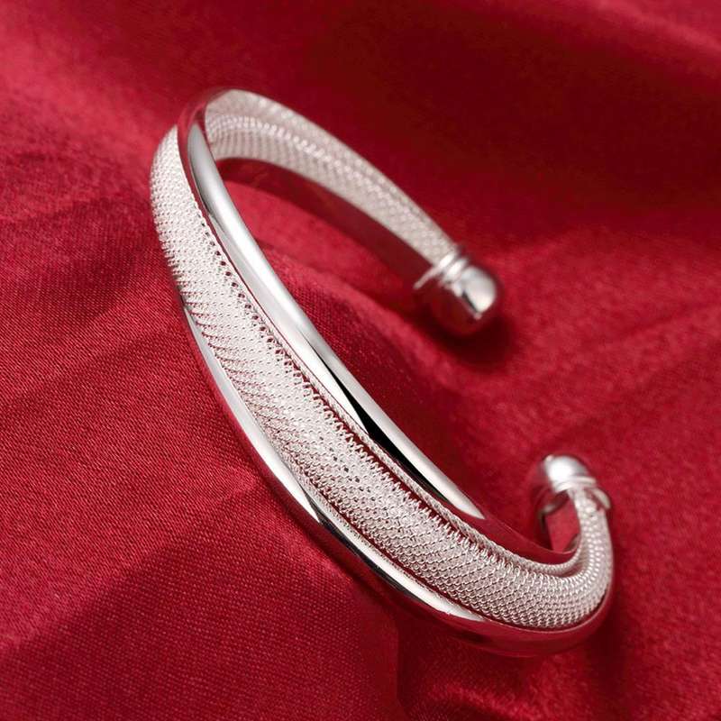 Lucky Silver - Silver Designer 3 Layered Open Cuff Bangle - LOCAL STOCK - LSB019