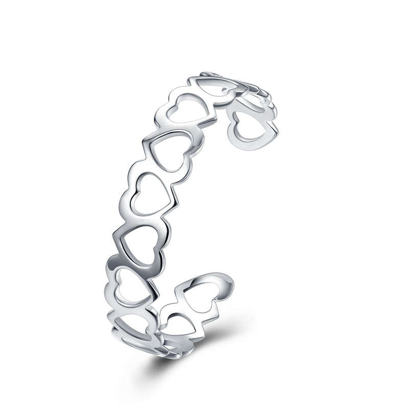 Lucky Silver - Silver Designer Heart Open Cuff Bangle - LOCAL STOCK - LSB191