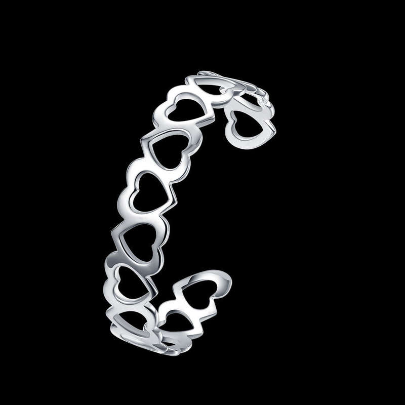 Lucky Silver - Silver Designer Heart Open Cuff Bangle - LOCAL STOCK - LSB191