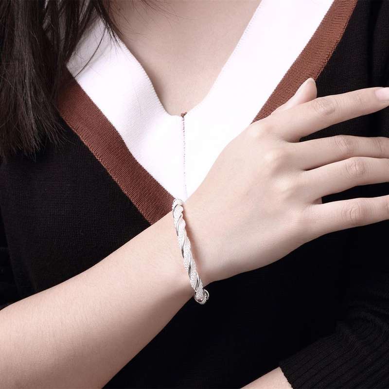 Lucky Silver - Silver Designer Spiral Open Cuff Bangle - LOCAL STOCK - LSB020
