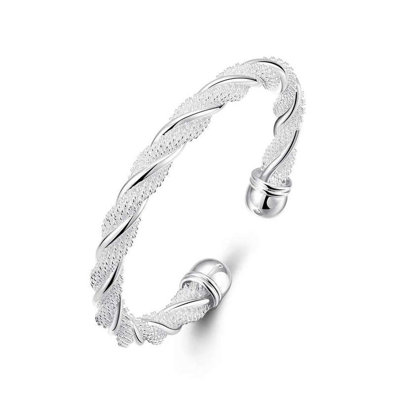 Lucky Silver - Silver Designer Spiral Open Cuff Bangle - LOCAL STOCK - LSB020