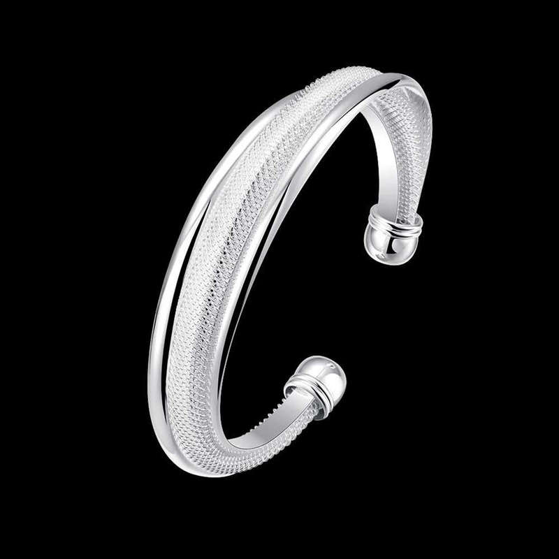 Lucky Silver - Silver Designer 3 Layered Open Cuff Bangle - LOCAL STOCK - LSB019