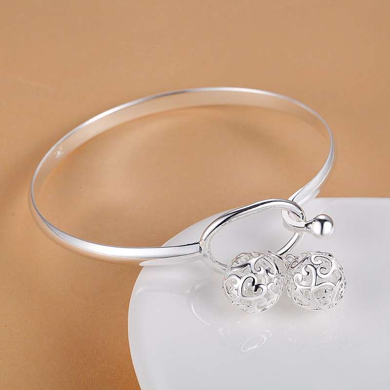 Lucky Silver - Silver Designer Bangle with Filigree Hollow Balls - LOCAL STOCK - LS013