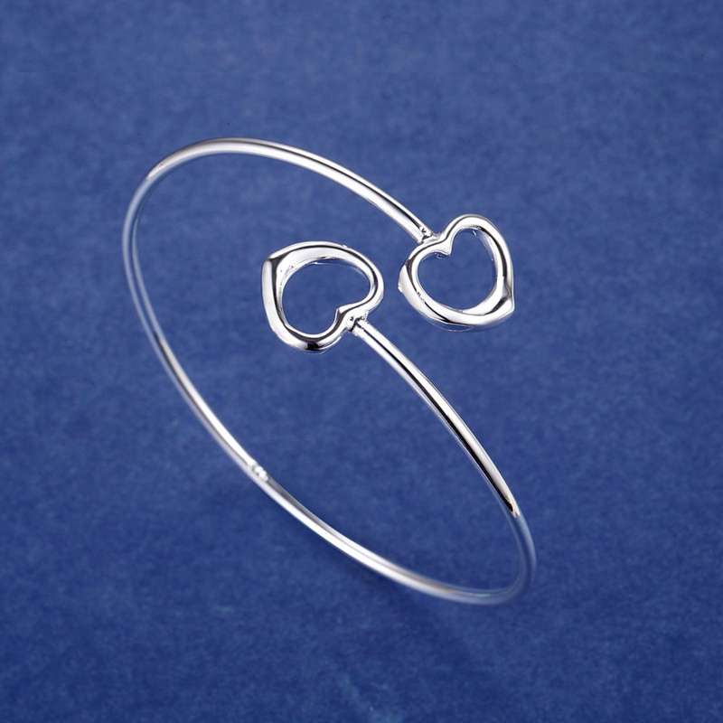 Lucky Silver - Silver Designer Heart Adjustable Bangle - LOCAL STOCK - LSS045
