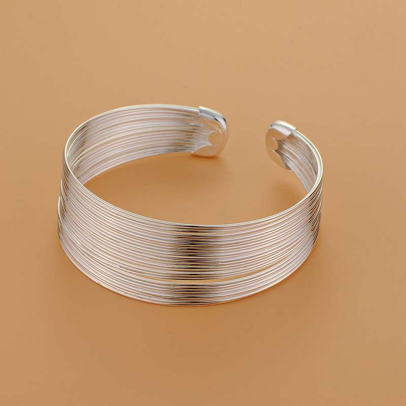 Lucky Silver - Silver Designer Wire Open Cuff Bangle LOCAL STOCK