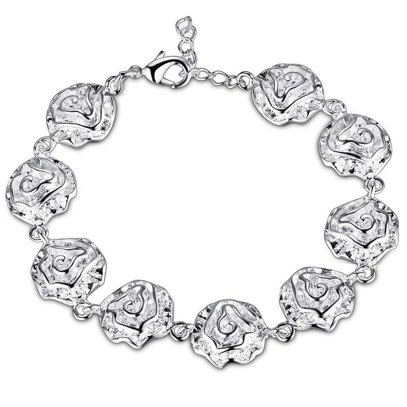 Lucky Silver - Silver Designer Rose Bracelet - LOCAL STOCK - LSB023