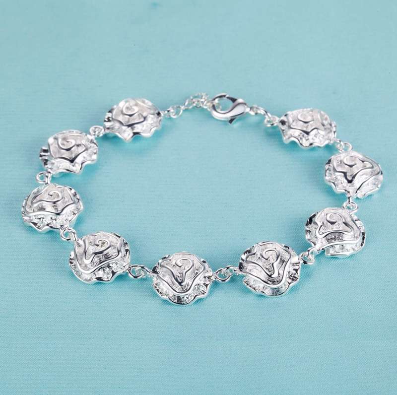 Lucky Silver - Silver Designer Rose Bracelet - LOCAL STOCK - LSB023