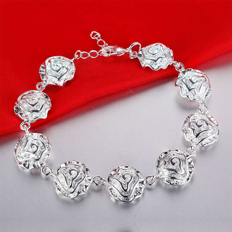 Lucky Silver - Silver Designer Rose Bracelet - LOCAL STOCK - LSB023