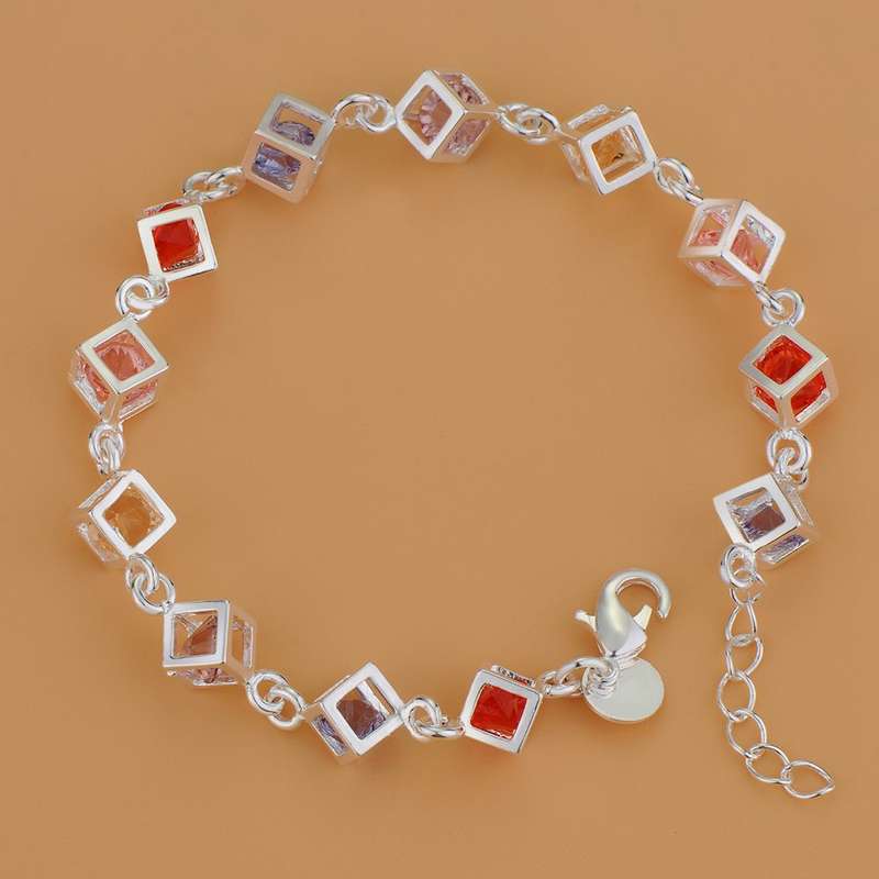 Lucky Silver - Silver Designer Austrian Crystal Bracelet - Multi Colour - LOCAL STOCK - LSB113