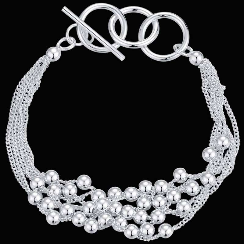 Lucky Silver - Silver Designer Small Balls Bracelet with Toggle Clasp - LOCAL STOCK - LSB133