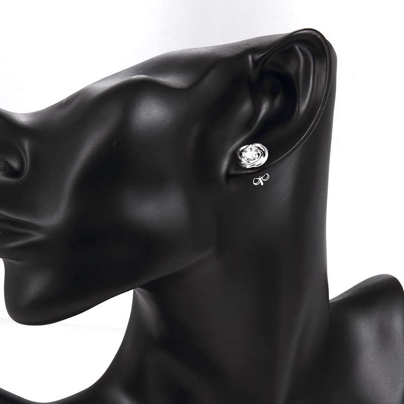 Lucky Silver - Silver Designer Stud Earrings with Crystal - LOCAL STOCK - LSE010