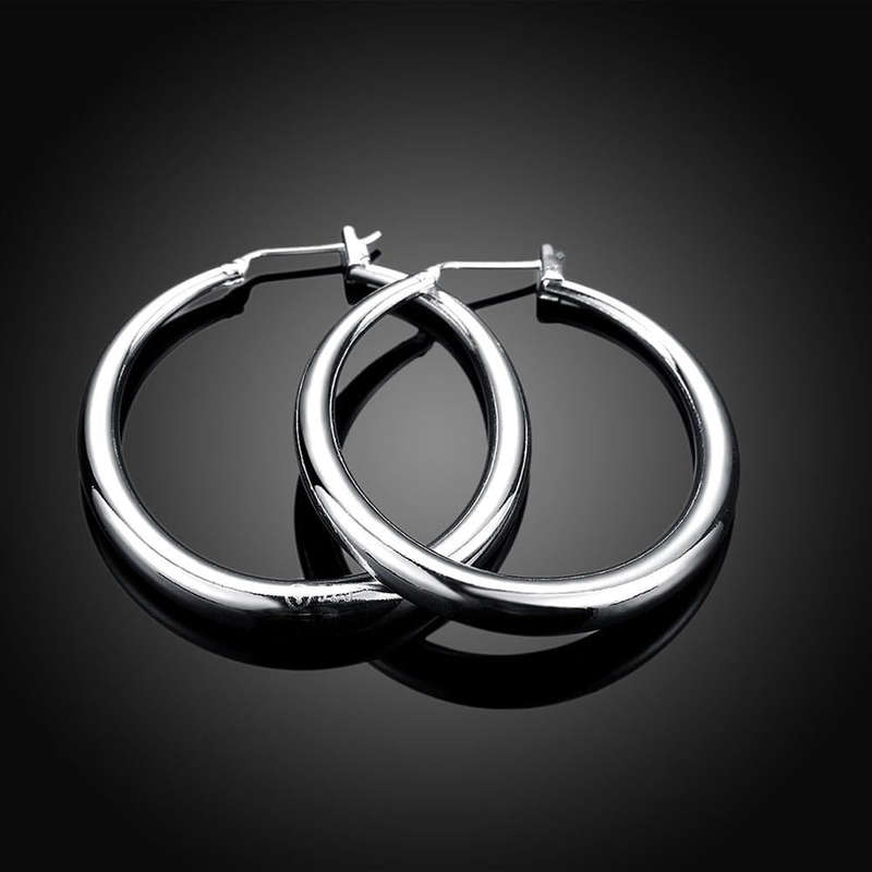 Lucky Silver - Silver Designer Round Hoop Earrings -  LOCAL STOCK - LSE020