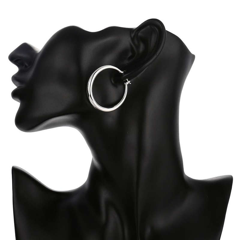 Lucky Silver - Silver Designer Round Hoop Earrings -  LOCAL STOCK - LSE020