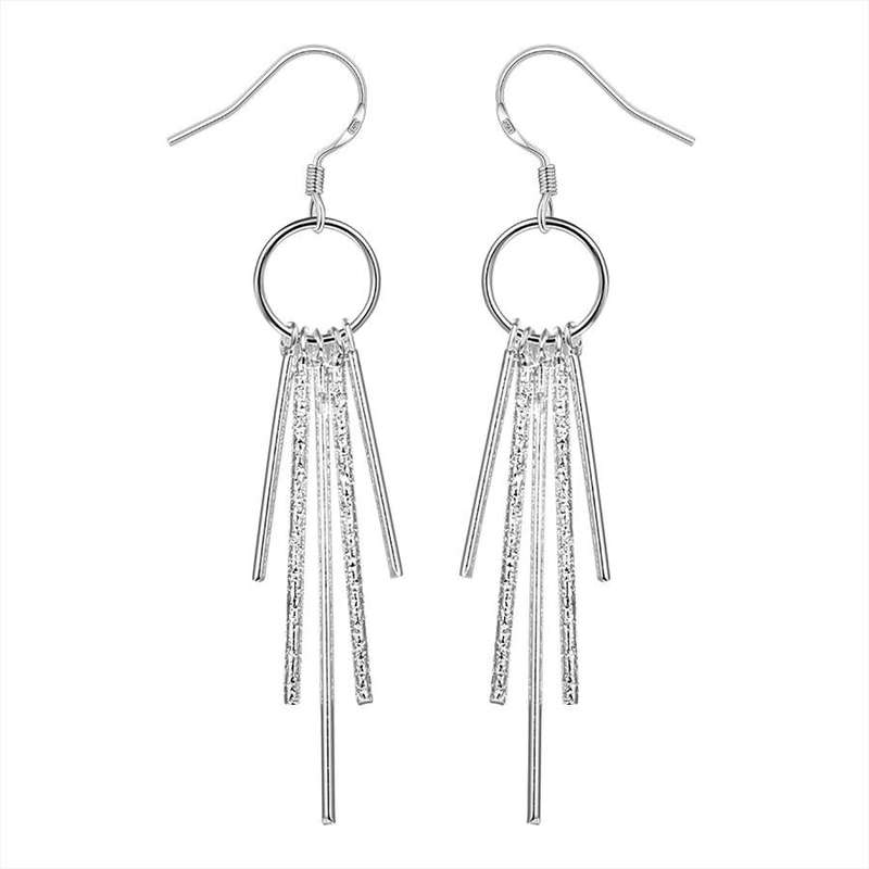 Lucky Silver - Silver Designer Dangle Bar Earrings - LOCAL STOCK - LSE026