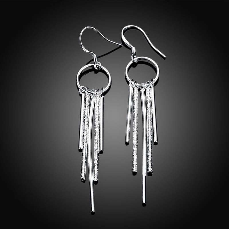 Lucky Silver - Silver Designer Dangle Bar Earrings - LOCAL STOCK - LSE026