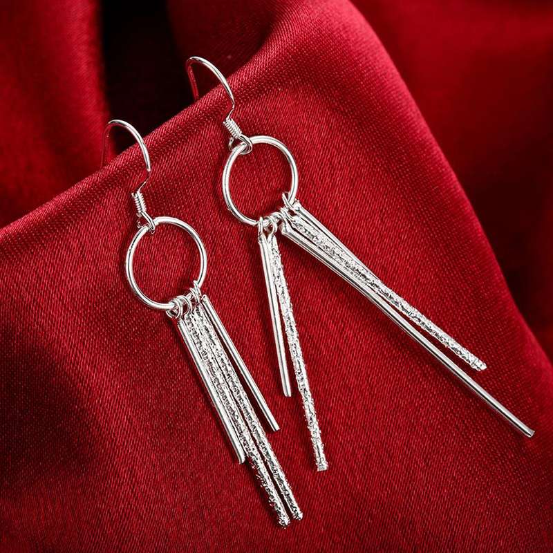 Lucky Silver - Silver Designer Dangle Bar Earrings - LOCAL STOCK - LSE026