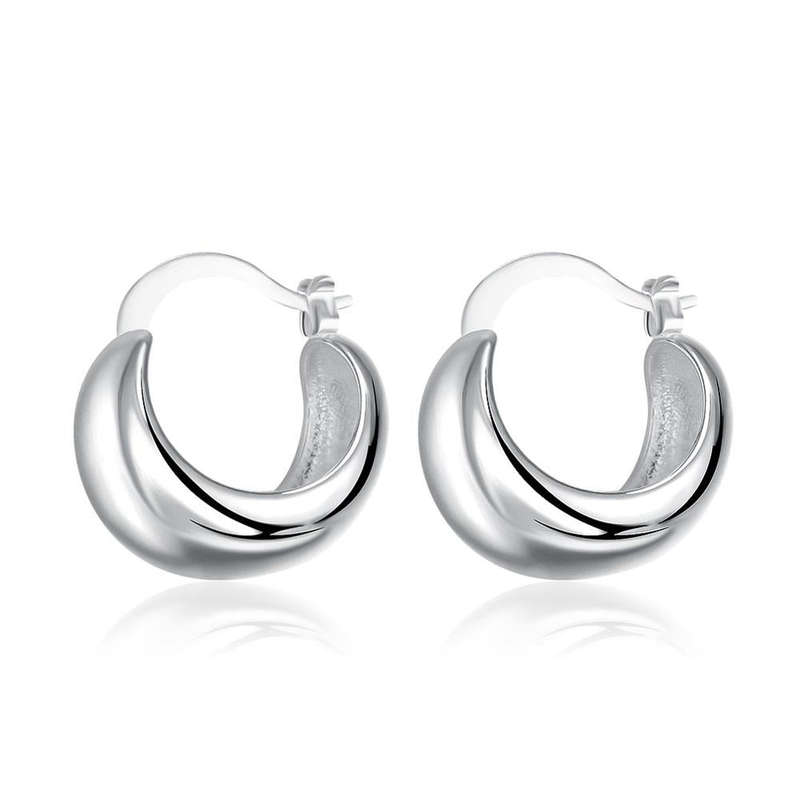Lucky Silver - Silver Designer Small Half Moon Hoop Earrings - LOCAL STOCK - LSE052
