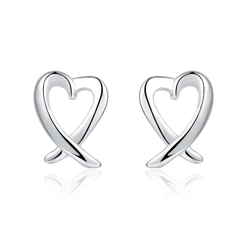 Lucky Silver - Silver Designer Cross Heart Stud Earrings - LOCAL STOCK - LSE055