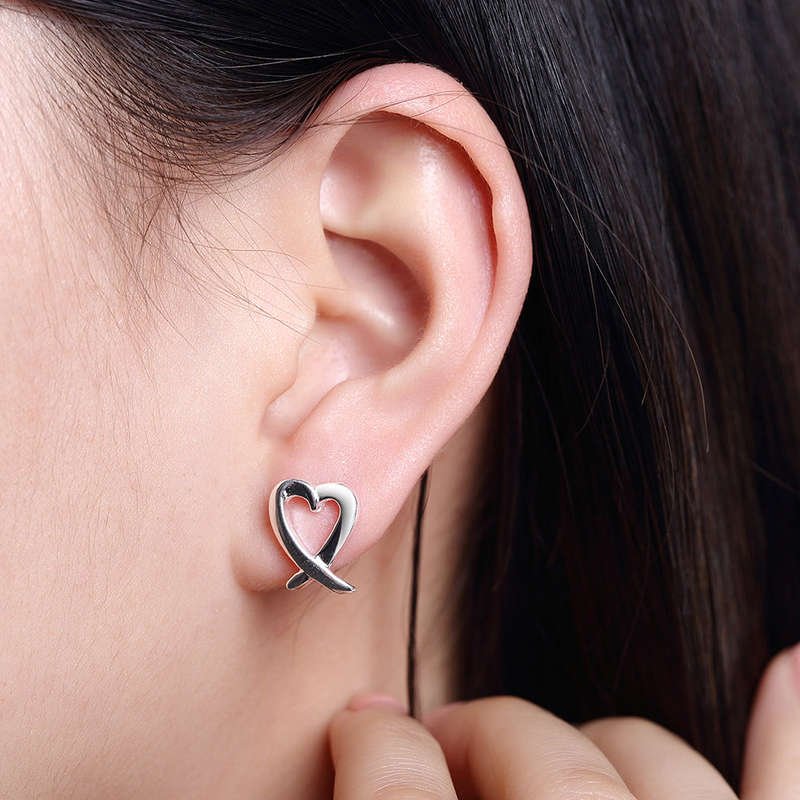 Lucky Silver - Silver Designer Cross Heart Stud Earrings - LOCAL STOCK - LSE055