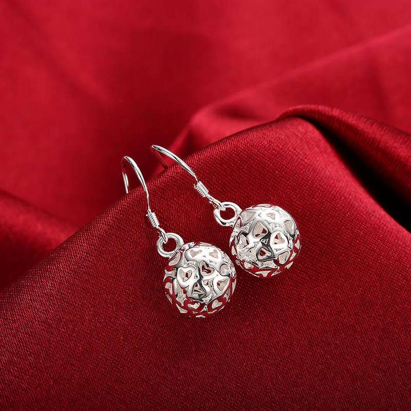 Lucky Silver - Silver Designer Filigree Hollow Ball Earrings - LOCAL STOCK - LSE100