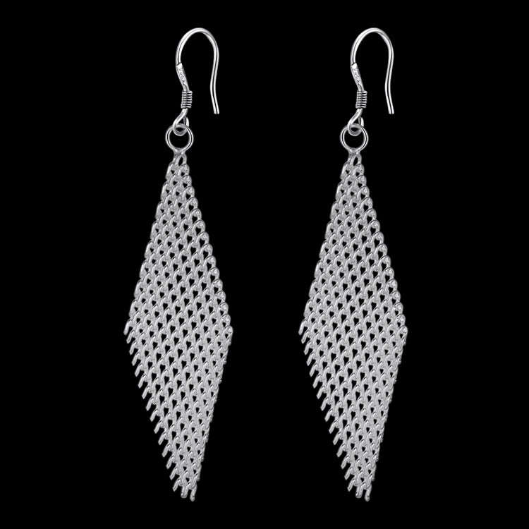 Lucky Silver - Silver Designer Mesh Dangle Earrings - LOCAL STOCK - LSE143