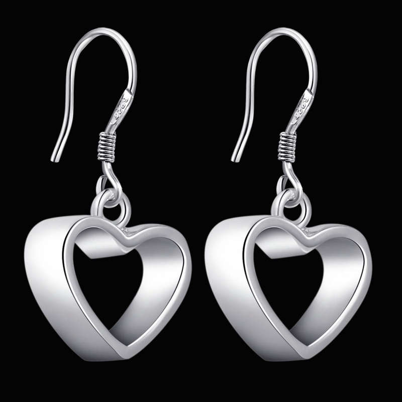 Lucky Silver - Silver Designer Heart Hoop Earrings - LOCAL STOCK - LSE153