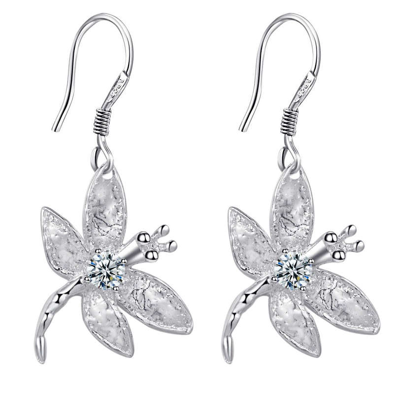 Lucky Silver - Silver Designer Dragon Fly Hanging Earrings - LOCAL STOCK - LSE154