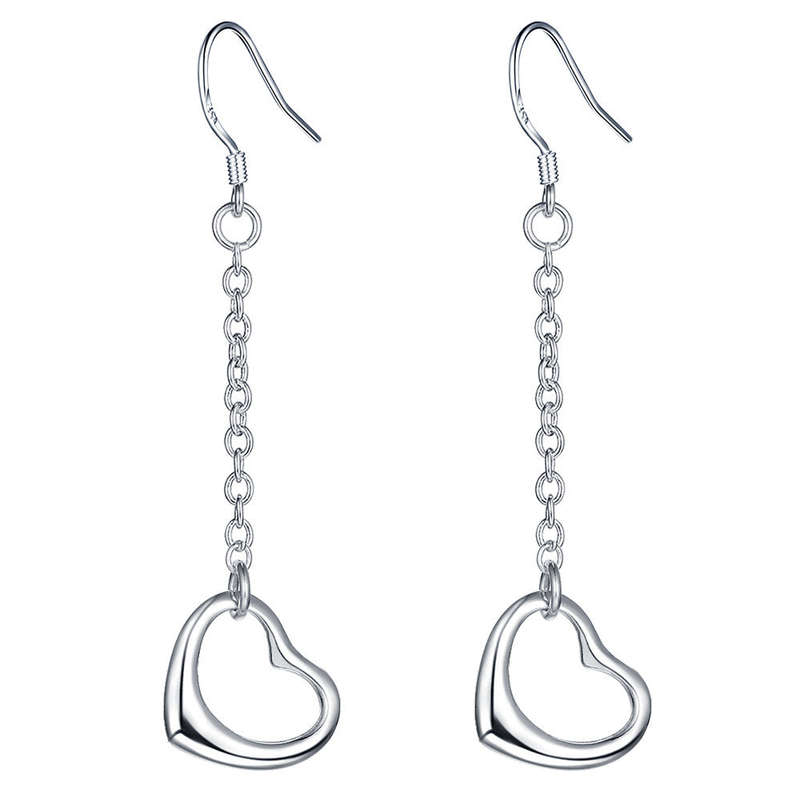 Lucky Silver - Silver Designer 1 String Open Heart Earrings - LOCAL STOCK - LSE187