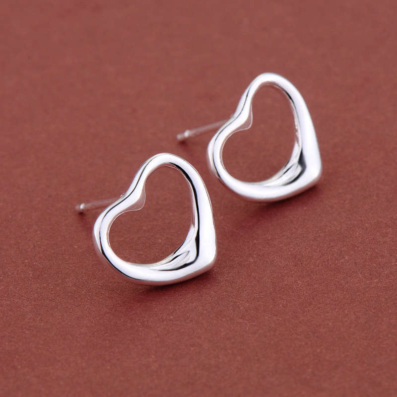 Lucky Silver- Silver Designer Open Heart Stud Earrings - LOCAL STOCK - LSE190