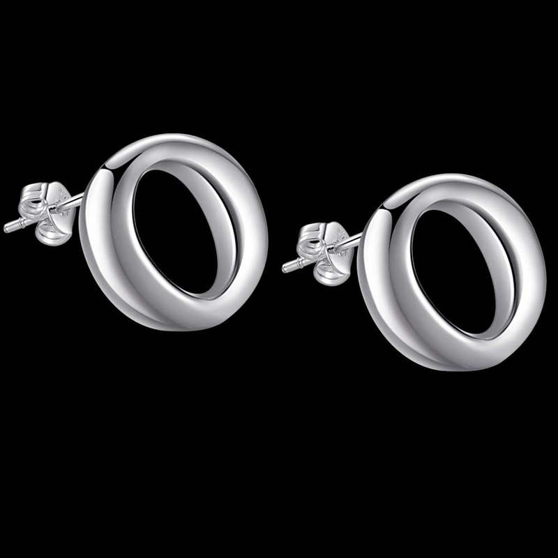 Lucky Silver - Silver Designer Open Circle Stud Earrings - LOCAL STOCK - LSE191
