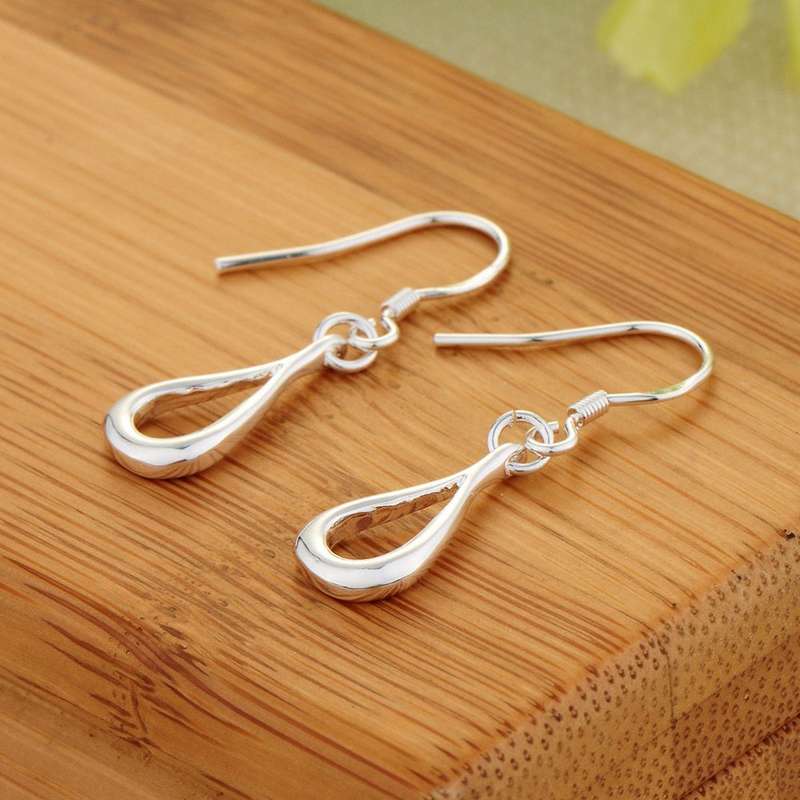 Lucky Silver - Silver Designer Open Tear Drop Hanging Earrings - LOCAL STOCK - LSE210