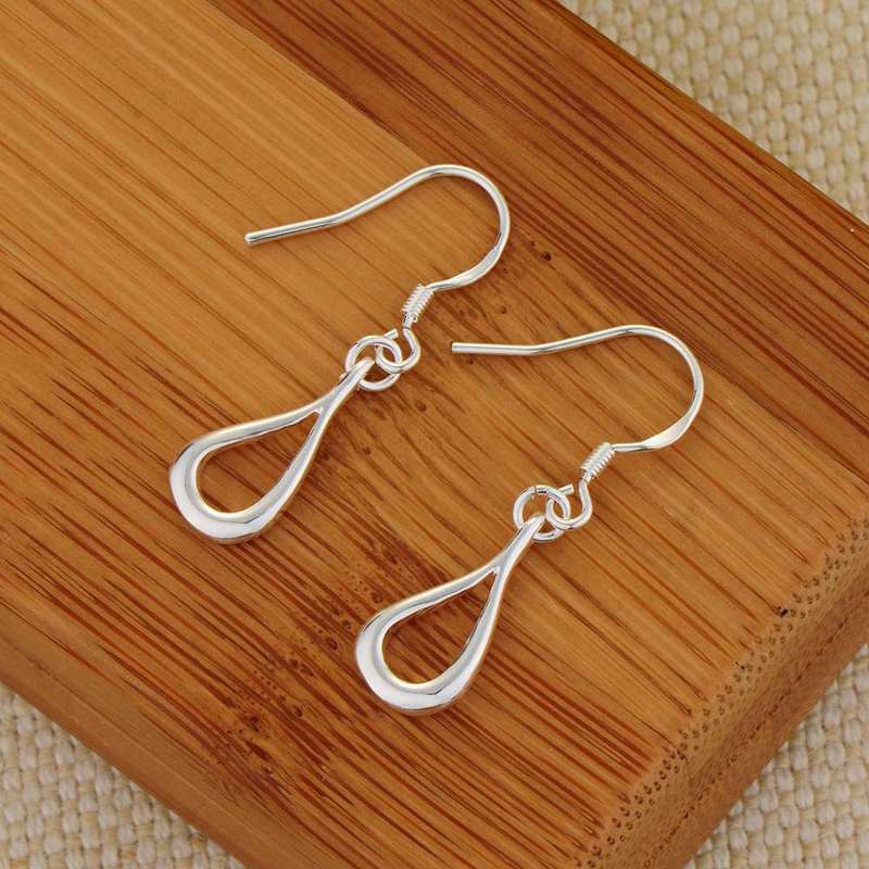 Lucky Silver - Silver Designer Open Tear Drop Hanging Earrings - LOCAL STOCK - LSE210