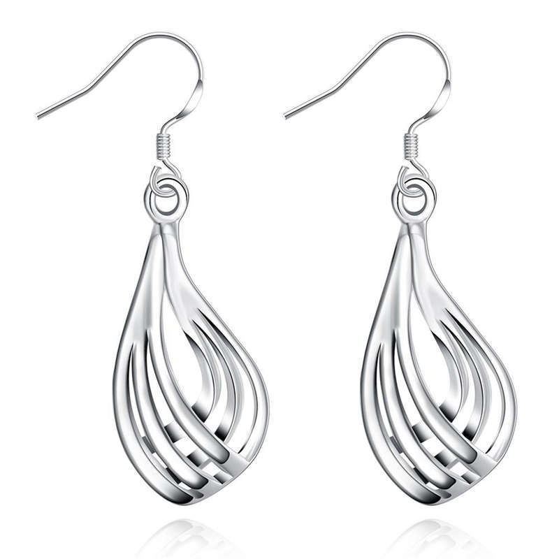 Lucky Silver - Silver Designer Twisted Tear Drop Earrings - LOCAL STOCK - LSE230