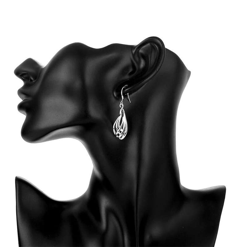 Lucky Silver - Silver Designer Twisted Tear Drop Earrings - LOCAL STOCK - LSE230