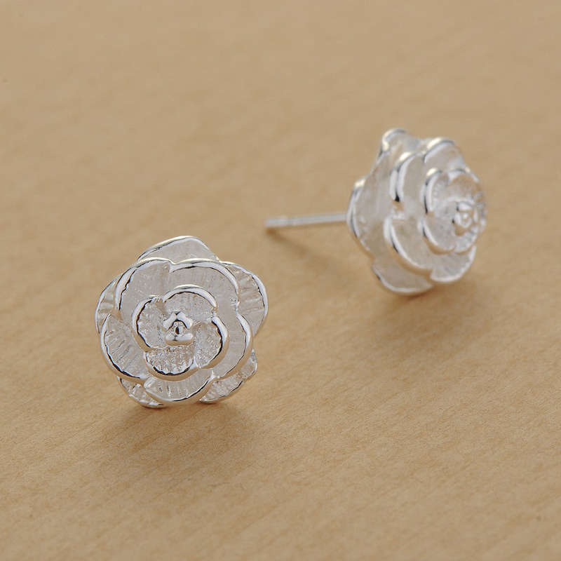 Lucky Silver - Silver Designer Rose Stud Earrings - LOCAL STOCK - LSE283