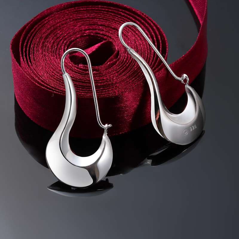 Lucky Silver - Silver Designer Shapely Hoop Earrings - LOCAL STOCK - LSE338