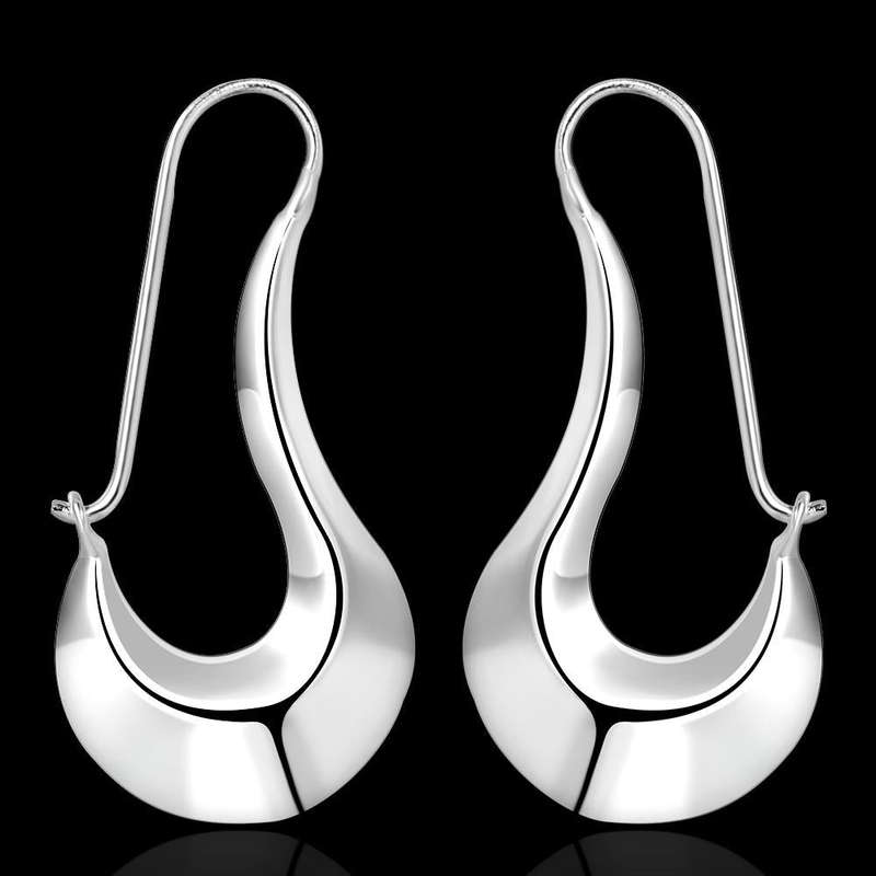 Lucky Silver - Silver Designer Shapely Hoop Earrings - LOCAL STOCK - LSE338