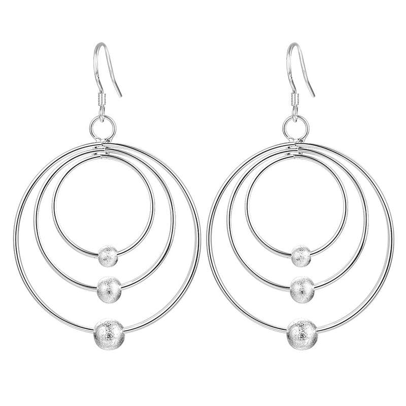 Lucky Silver - Silver Designer 3 Hoop Dangle Earrings - LOCAL STOCK - LSE541
