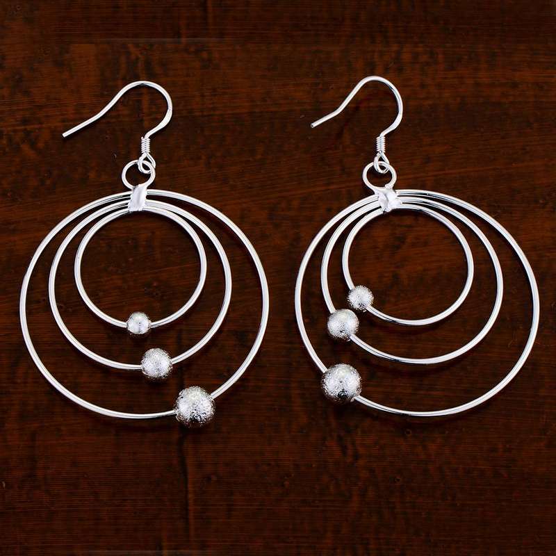 Lucky Silver - Silver Designer 3 Hoop Dangle Earrings - LOCAL STOCK - LSE541
