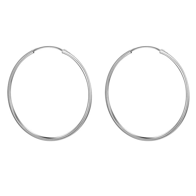 Lucky Silver - Silver Designer Thin Round Hoop Earrings - LOCAL STOCK - LSE570