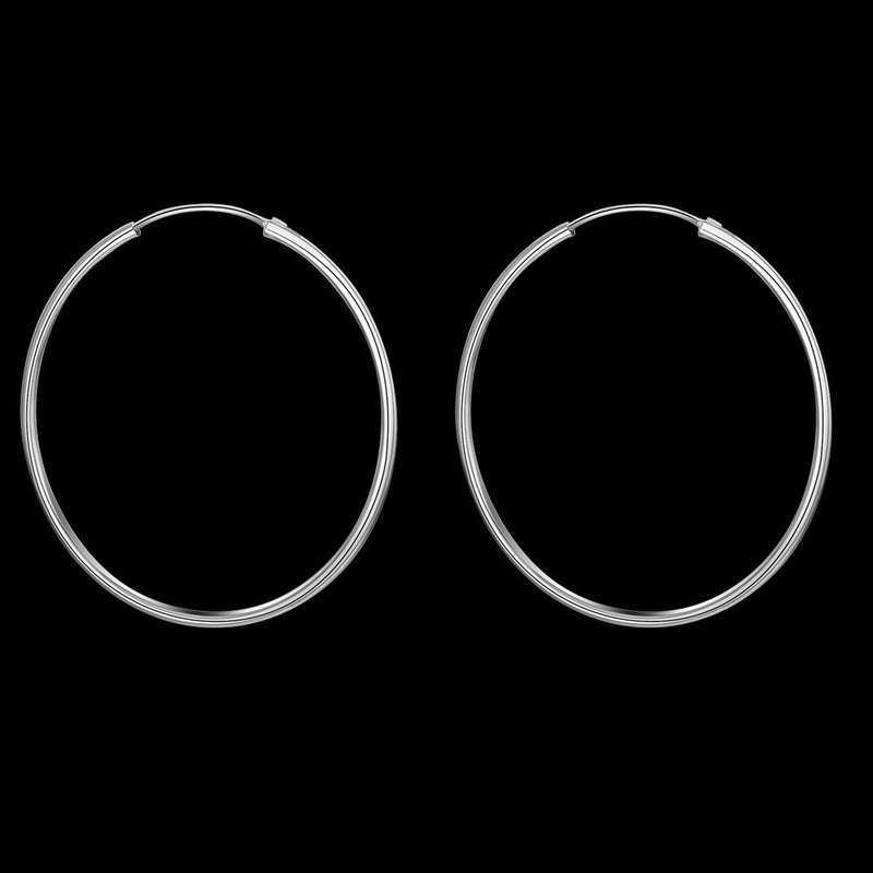 Lucky Silver - Silver Designer Thin Round Hoop Earrings - LOCAL STOCK - LSE570