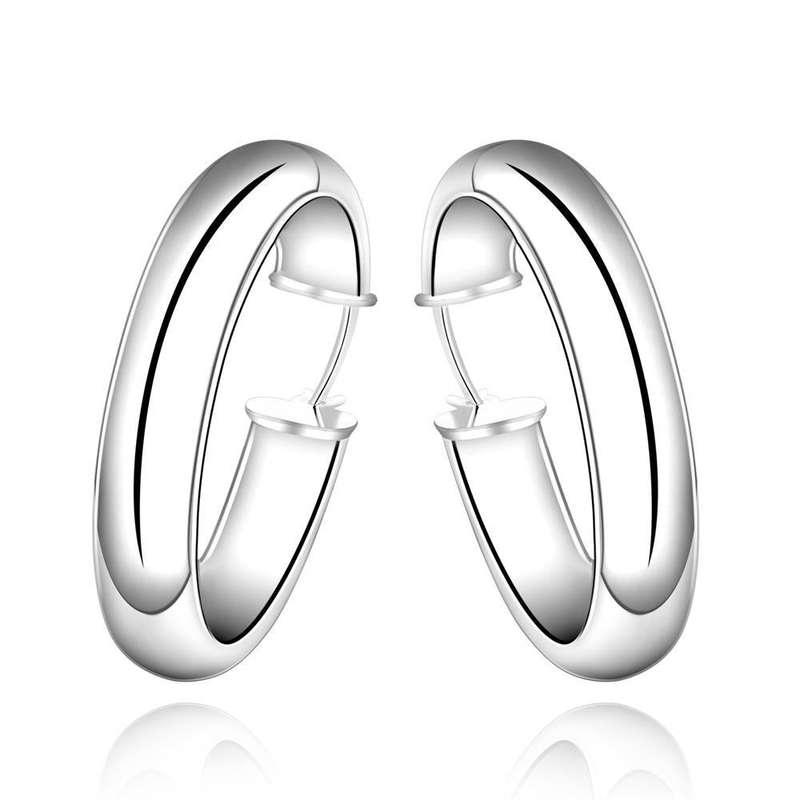Lucky Silver - Silver Designer Smooth Hoop Earrings - LOCAL STOCK - LSE595